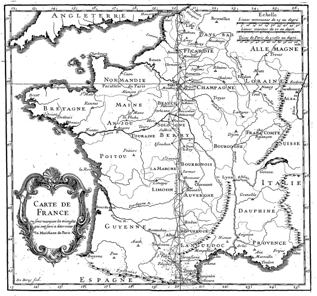 La méridienne de Paris et la carte de France, 1718.